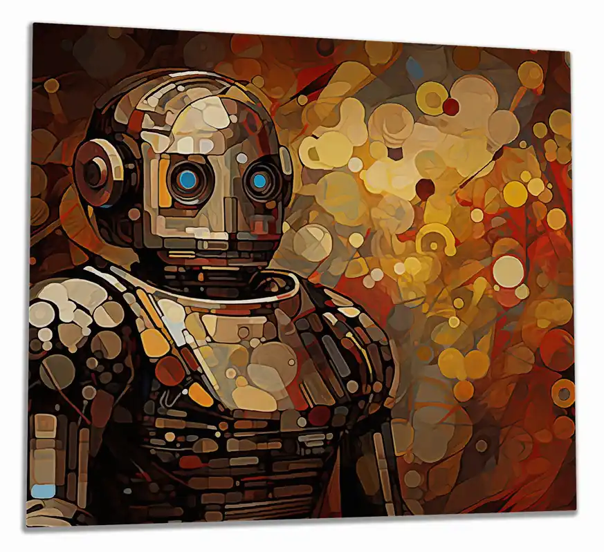 Herdabdeckplatte Bildnis eines Roboters Breite 60 cm x Höhe 52 cm. 2-teilig, 8 mm hohe Noppen Kracherpreis