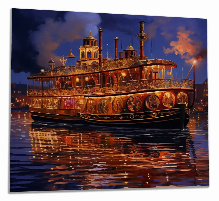 Herdabdeckplatte Nostalgische Nachtfahrt Breite 90 cm x Höhe 52 cm. 3-teilig, 13 mm hohe Noppen Neue Ware