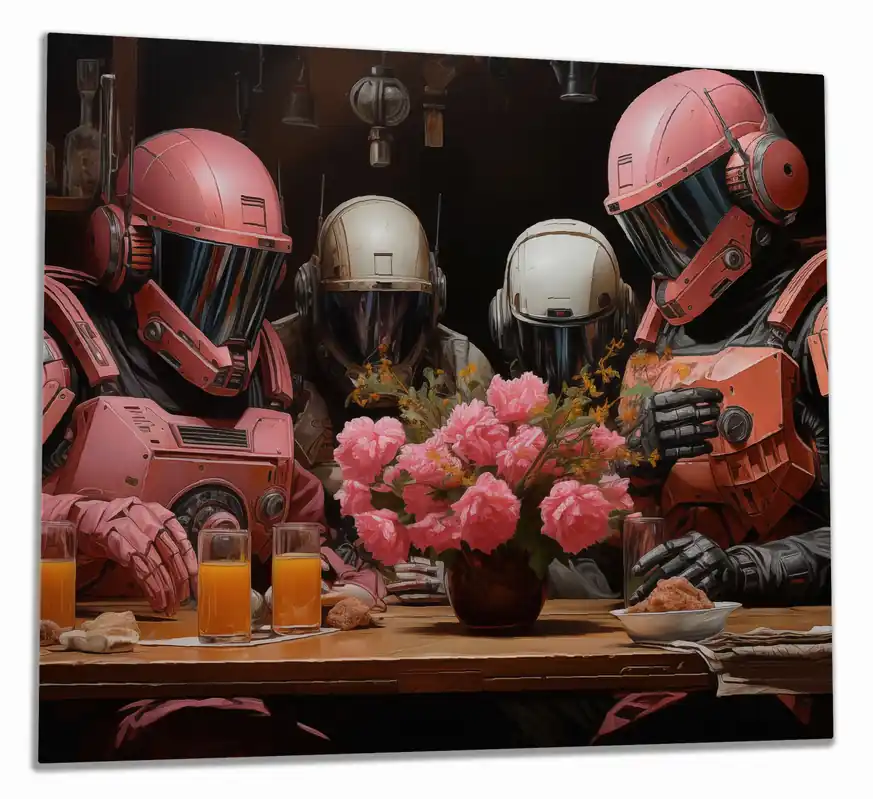 Herdabdeckplatte Astronauten beim Frühstück Breite 70 cm x Höhe 52 cm. 2-teilig, 13 mm hohe Noppen Jetzt Kaufen