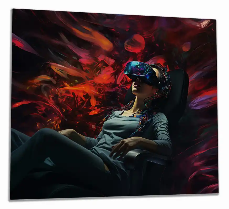 Herdabdeckplatte Eintauchen in die virtuelle Realität Breite 80 cm x Höhe 52 cm. 2-teilig, 13 mm hohe Noppen Knallerangebot
