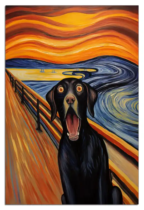 Direktkauf Wandbild aus Acryl Der Schrei des Hundes 60cm x 90cm