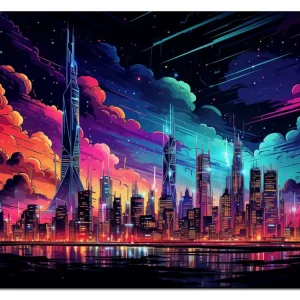 Zertifiziert Wandbild aus Acryl Skyline im Abendlicht 60cm x 90cm