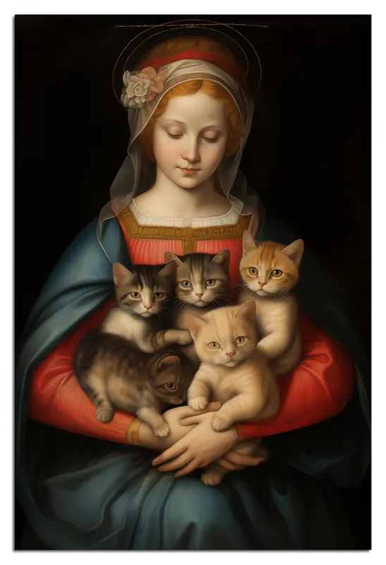 Neu Selbstklebendes Poster Madonna der Kätzchen 61 x 91,5 cm