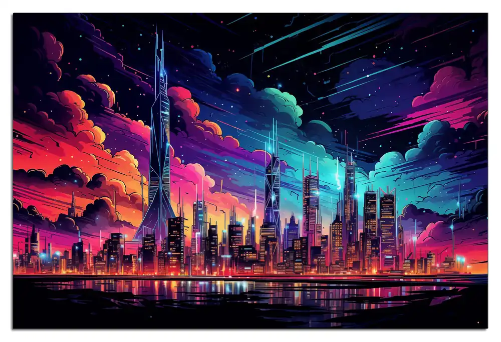 Bestseller Selbstklebendes Poster Skyline im Abendlicht 61 x 91,5 cm