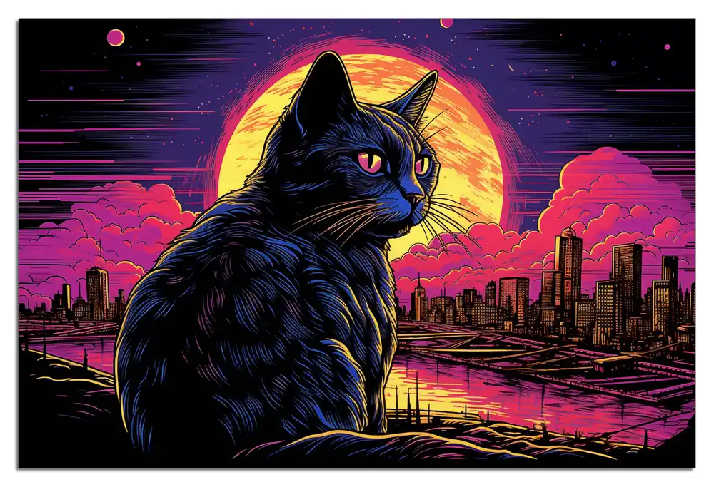 Top-Angebot Selbstklebendes Poster Katze unter Vollmond 100 x 150 cm