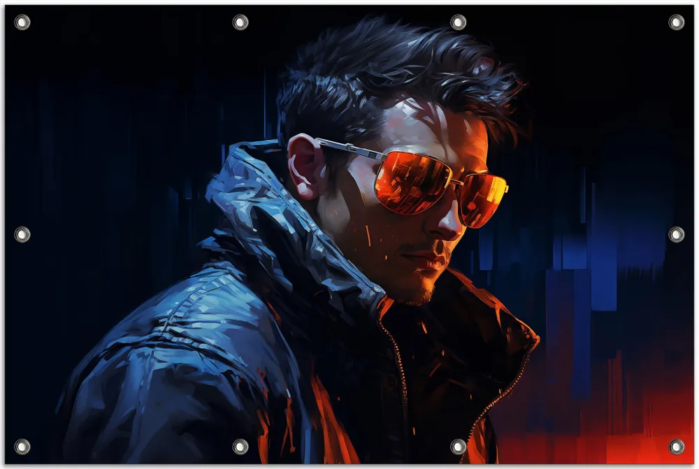 Gartenposter Ernster Typ mit Sonnenbrille ca. 60 x 90 cm Direkt Vom Hersteller