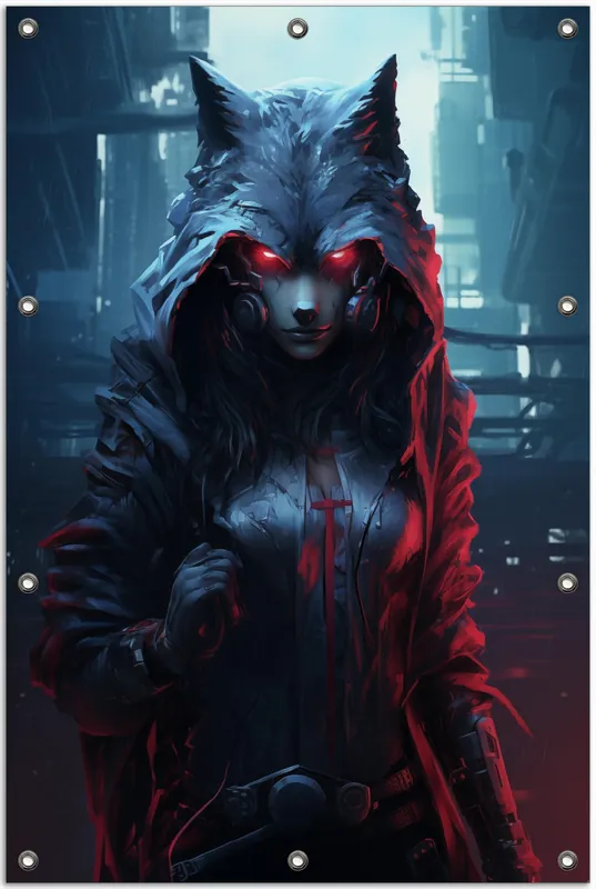 Gartenposter Frau im Wolfspelz 80 x 120 cm Top-Angebot