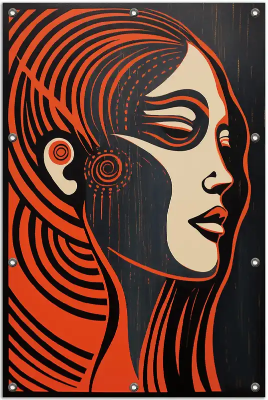 Gartenposter Abstraktes Profil einer Frau ca. 60 x 90 cm Kostenfreie Lieferung
