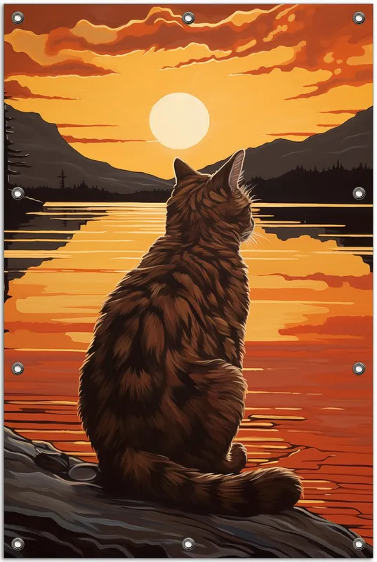 Gartenposter Katzenstille im Sonnenuntergang 100 x 150 cm Preis Gesenkt