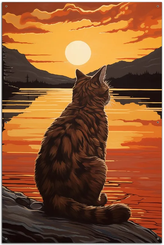 Gartenposter Katzenstille im Sonnenuntergang ca. 60 x 90 cm Schnäppchen