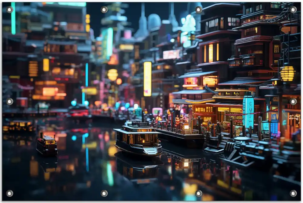 Gartenposter Stadt bei Nacht ca. 60 x 90 cm Online Kaufen