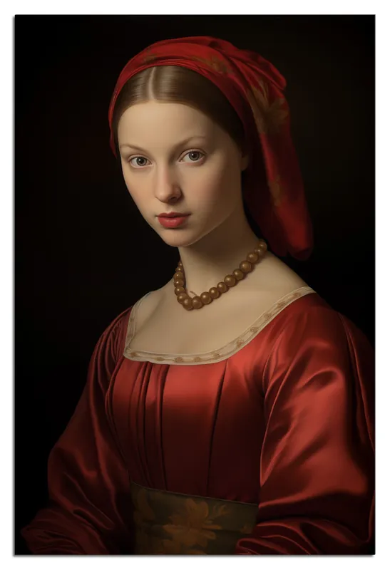 Glasbild Dame in Rot 60 x 90 cm Kostenfreie Lieferung