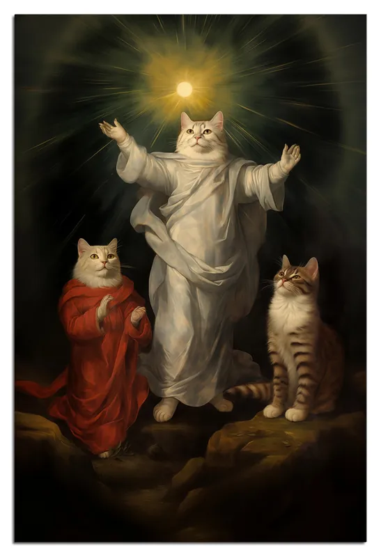 Begrenztes Angebot Glasbild Erleuchtung der Katzen 60 x 90 cm