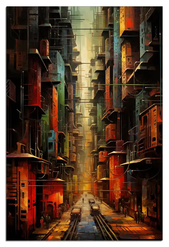 Glasbild Stadt der Zukunft 60 x 90 cm Begrenztes Angebot