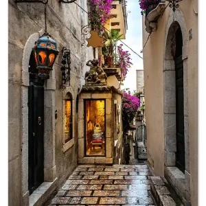 Geprüft Teppich Altstadtgasse im Regen 50 x 70 cm