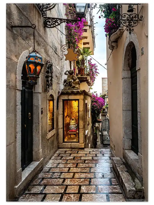 Geprüft Teppich Altstadtgasse im Regen 50 x 70 cm