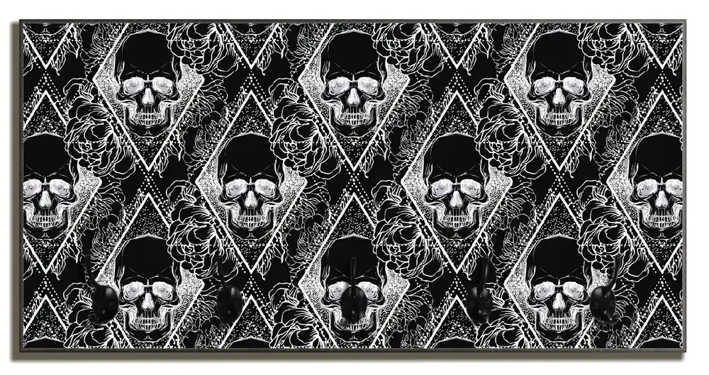 Wandgarderobe aus Holz Totenkopf-Muster 80 x 40 cm Gratis Versand