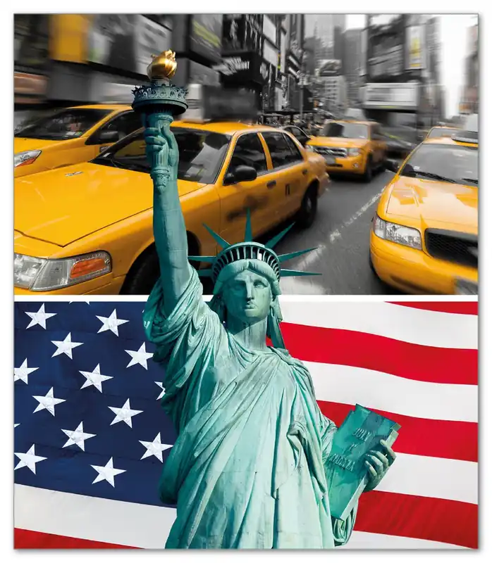 Markenware Herdabdeckplatte New York Collage Breite 60 cm x Höhe 52 cm. 2-teilig, 8 mm hohe Noppen