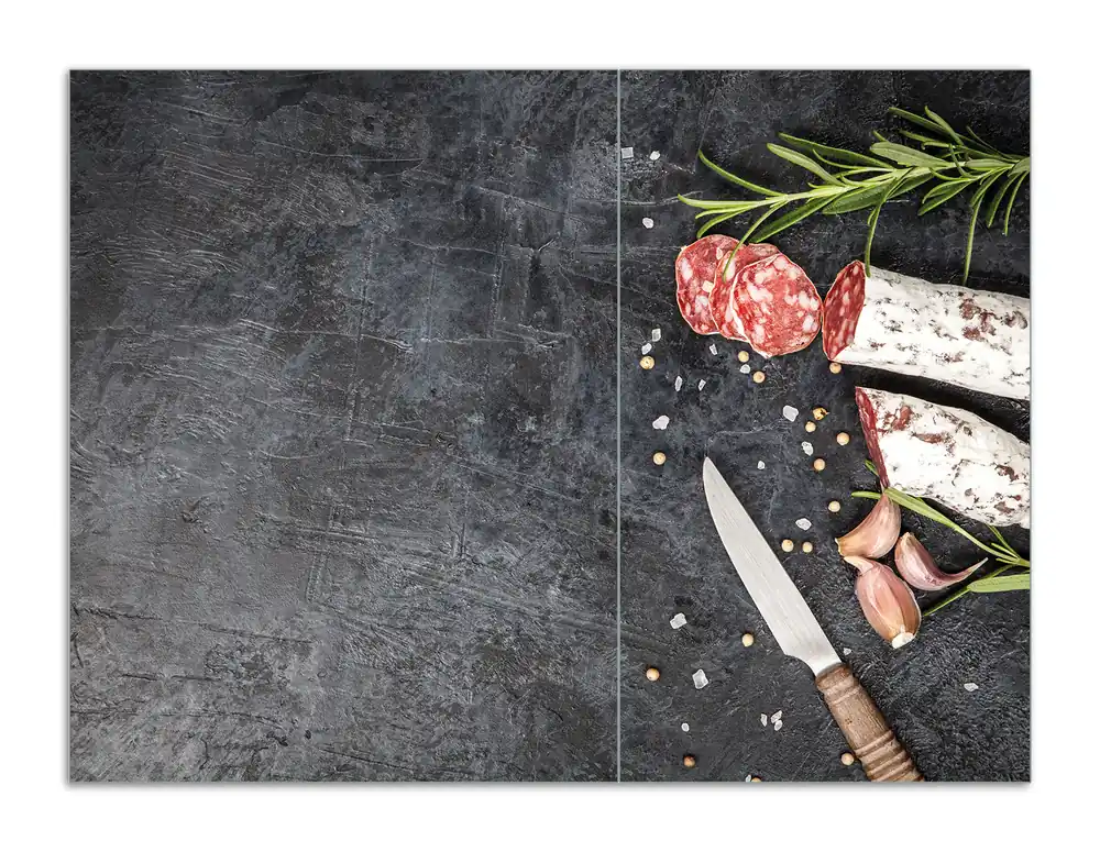 Preiswert Herdabdeckplatte Salami, Rosmarin und Knoblauch Breite 70 cm x Höhe 52 cm. 2-teilig, 13 mm hohe Noppen