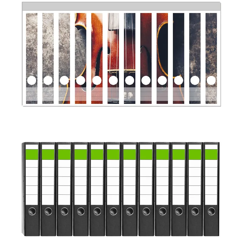 Ordnerrücken Sticker Nahaufnahme einer alten Violine für schmale Ordner, 8 Sticker Mega-Angebot