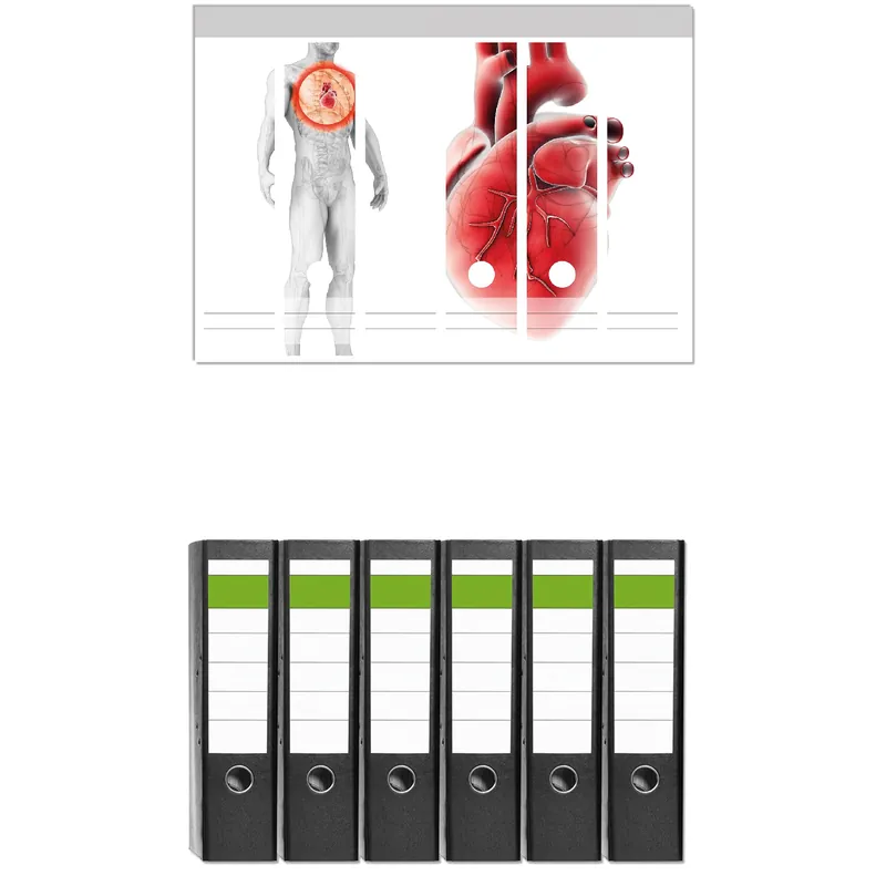 Garantierte Lieferung Ordnerrücken Sticker Anatomie des Menschen Herz in Nahansicht inkl. breiter Ordner, 9 Sticker