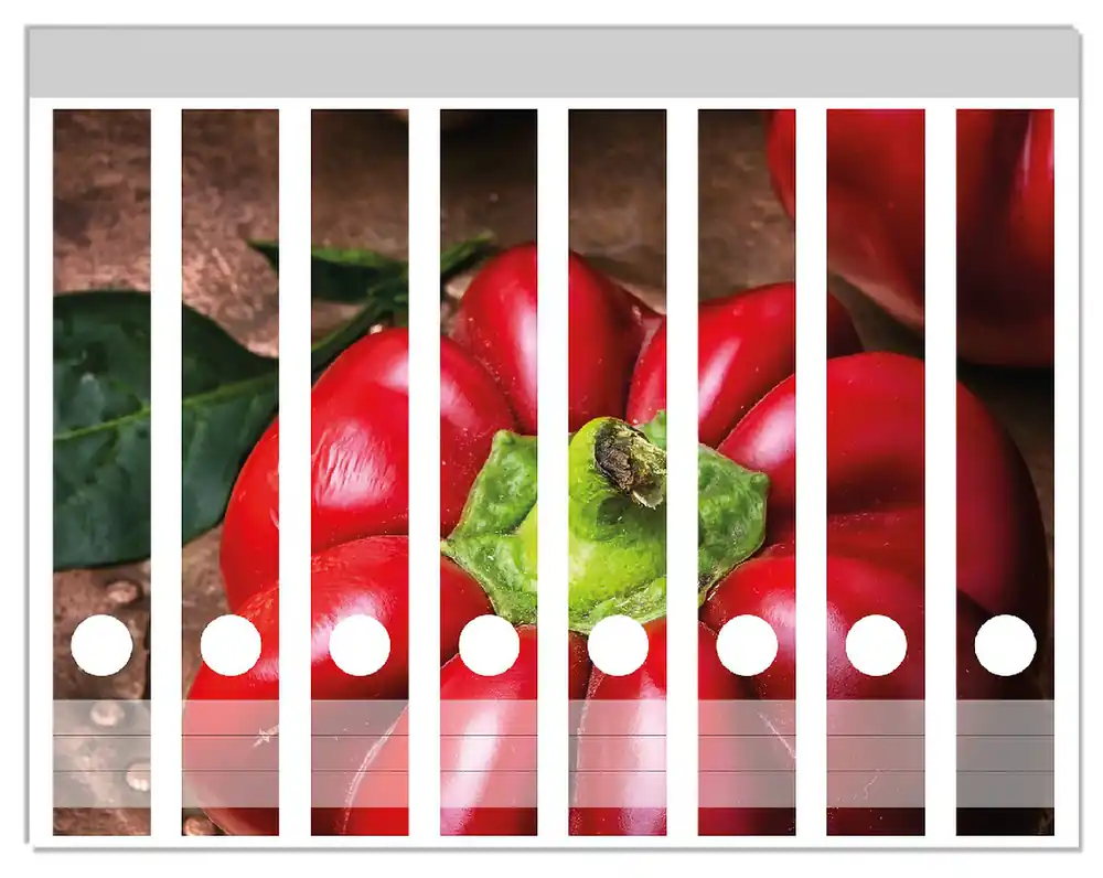 Top-Angebot Ordnerrücken Sticker Rote Paprika in der Küche für breite Ordner, 6 Sticker