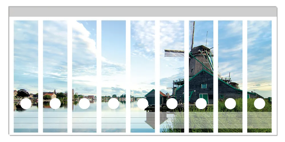 Ordnerrücken Sticker Alte Windmühle an einem Fluss inkl. breiter Ordner, 12 Sticker Neue Ware
