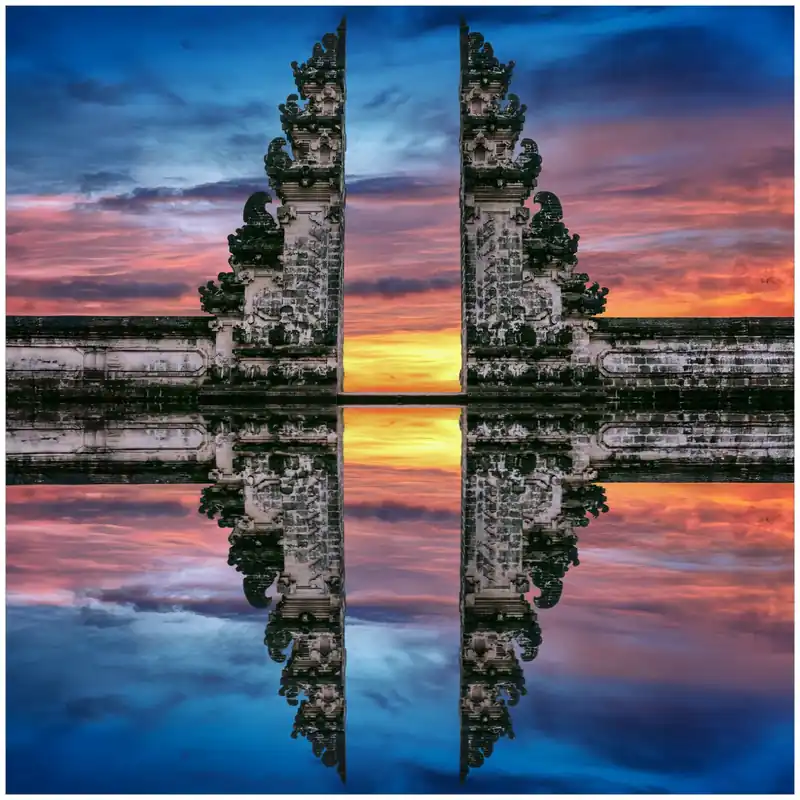 Angebot Kühlschranksticker Tempeltor im Sonnenuntergang 60 x 80 cm, Selbstklebende Folie