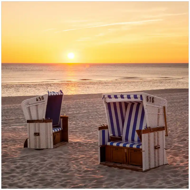 Abverkauf Kühlschranksticker Strandkörbe im Sonnenuntergang 60 x 80 cm, Selbstklebende Folie