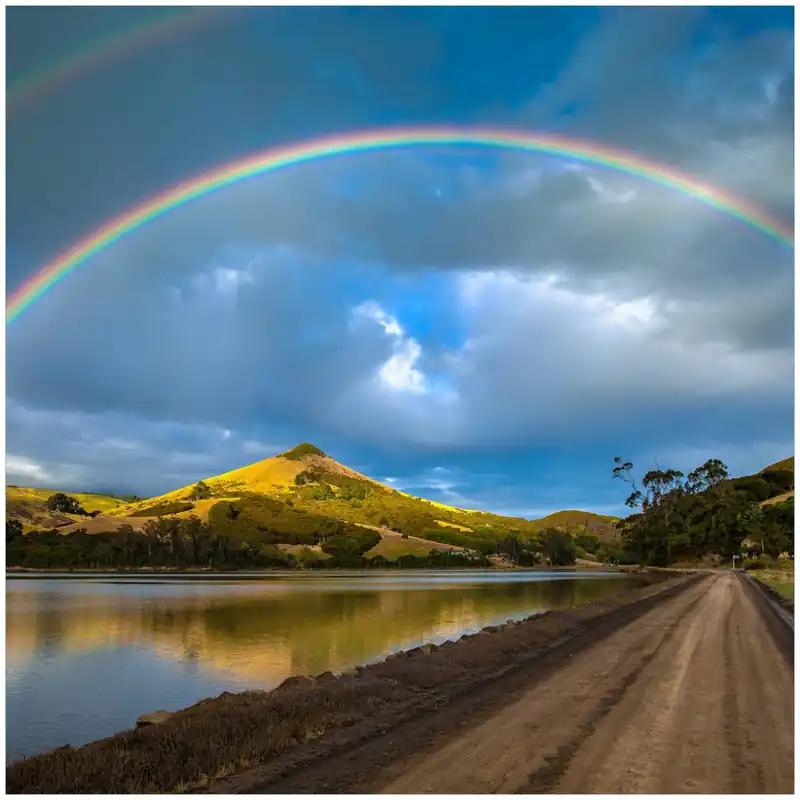 Direktkauf Kühlschranksticker Regenbogen über Hügel 60 x 80 cm, Selbstklebende Folie