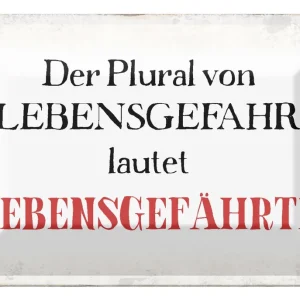 Aktuell Metallbild Blechschild Spruch 30x20cm plural von Lebensgefahr lautet 20 x 30 cm