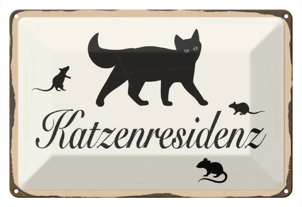 Metallbild Blechschild Spruch 20x30 cm Katzenresidenz Schild 20 x 30 cm Top-Preis