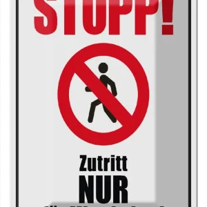 Abverkauf Metallbild Blechschild Hinweis 20x30 cm Stopp Zutritt nur für Mitarbeiter Deko Schild 20 x 30 cm