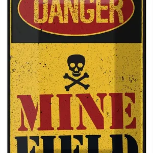 Aktuell Metallbild Blechschild Achtung Danger Mine Field Minenfeld 20x30cm 20 x 30 cm