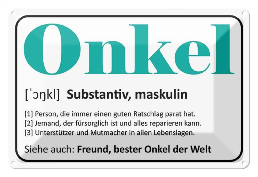 Metallbild Blechschild Spruch 30x20cm Onkel Freund bester Onkel Welt 20 x 30 cm Top-Seller