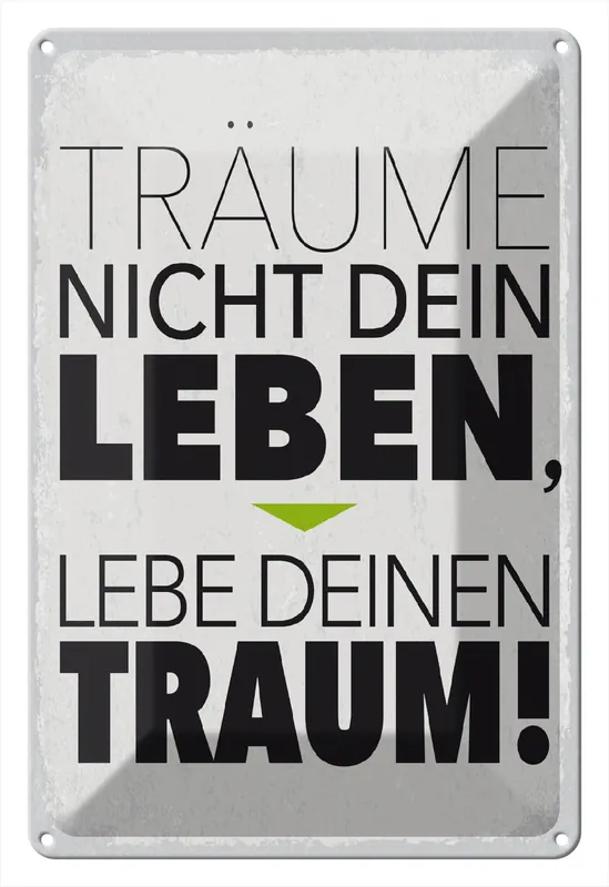 Metallbild Blechschild Spruch Leben lebe deinen Traum 20x30cm 20 x 30 cm Knallerangebot