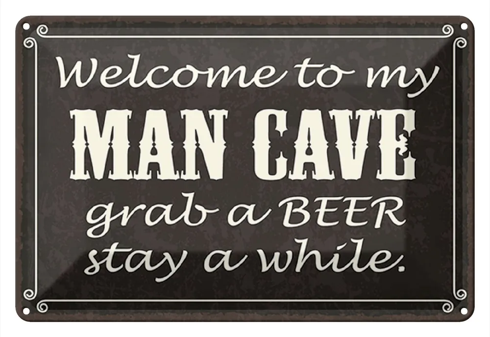 Metallbild Blechschild Spruch 30x20cm welcome to my MAN CAVE 20 x 30 cm Rabatt