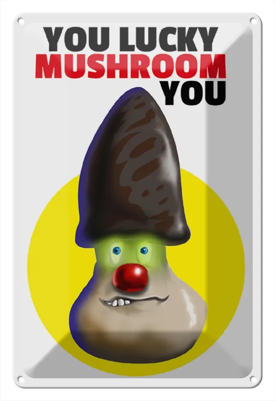 Expressversand Metallbild Blechschild Spruch 20x30cm You lucky mushroom you 20 x 30 cm