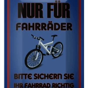 Abverkauf Metallbild Blechschild Parken 20x30cm nur für Fahrräder sichern sie ihr 20 x 30 cm