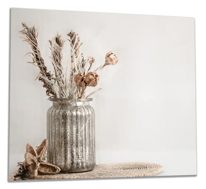 Herdabdeckplatte Trockenblumen im Glas Breite 90 cm x Höhe 52 cm. 1-teilig, 5 mm hohe Noppen Beliebt