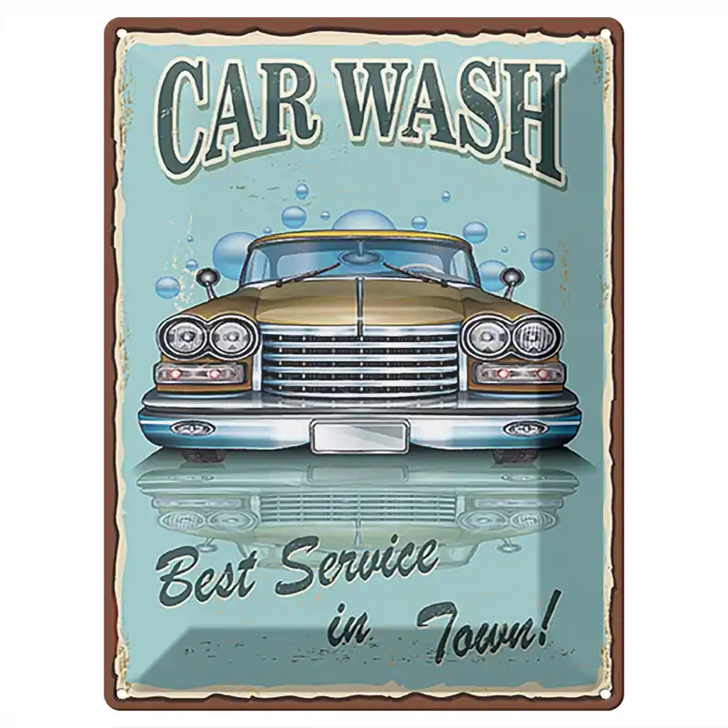 Kostenloser Versand Metallbild Blechschild Retro 30x40cm Car Wash best service in town 30 x 40 cm