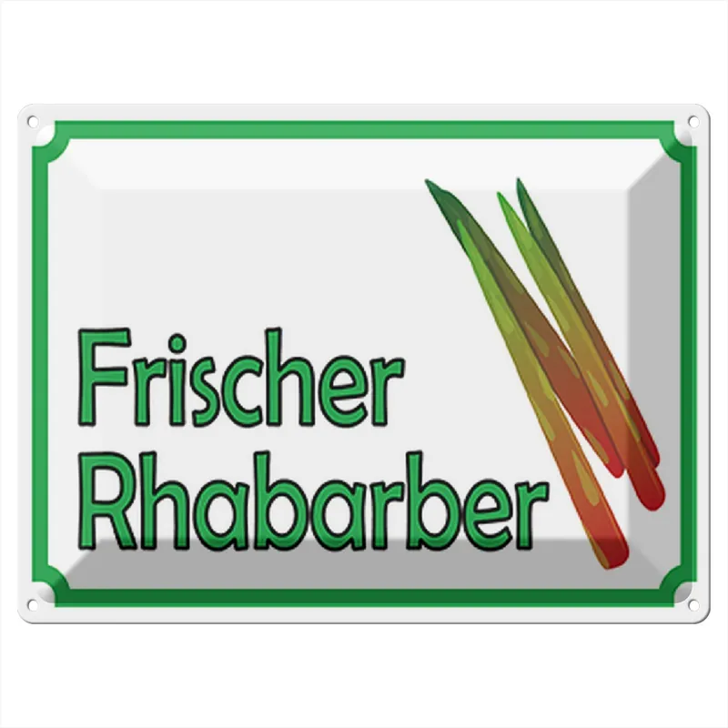 Metallbild Blechschild Hinweis 40x30cm frische Rhabarber Hofladen 30 x 40 cm Preiswert