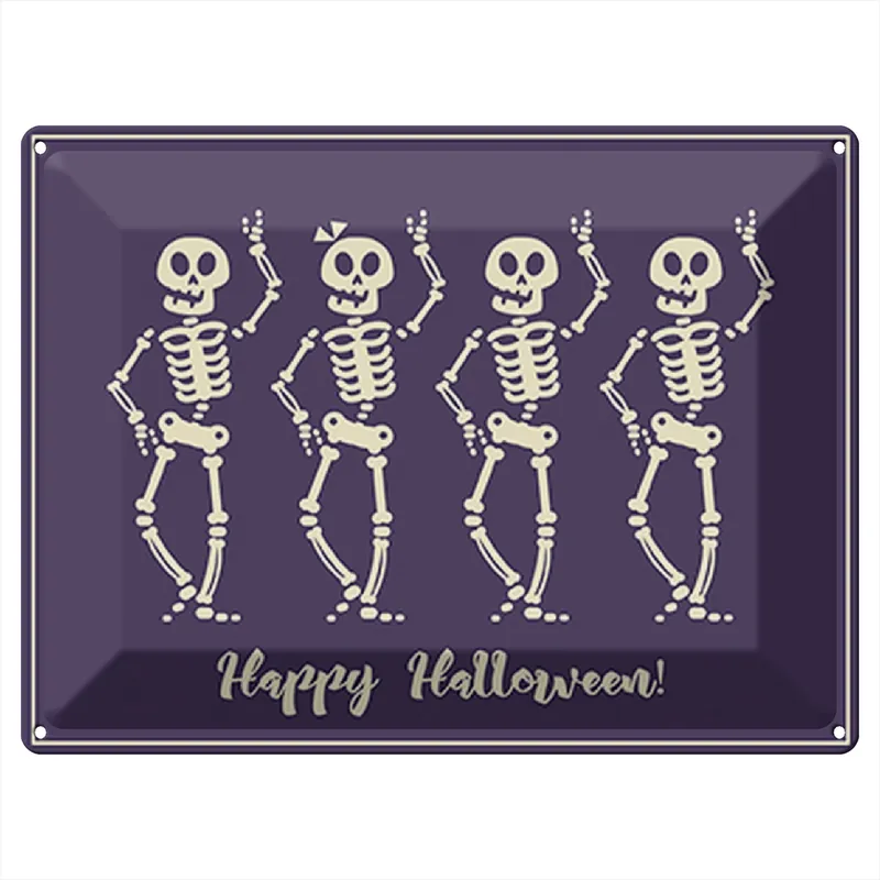 Online Kaufen Metallbild Blechschild Skeleton 40x30cm Happy Halloween Fest 30 x 40 cm