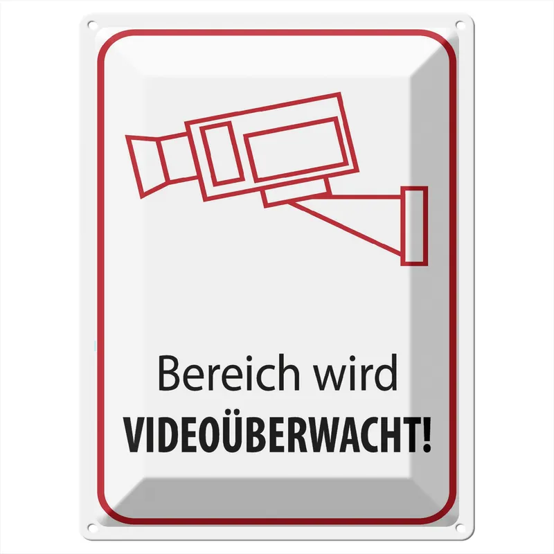 Metallbild Blechschild Hinweis 30x40cm Bereich wird videoüberwacht 30 x 40 cm Direktkauf