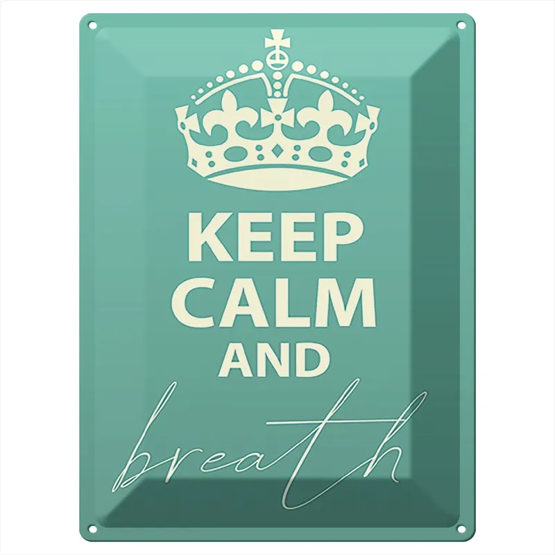 Metallbild Blechschild Spruch 30x40cm Keep Calm and breath 30 x 40 cm Nur Für Kurze Zeit