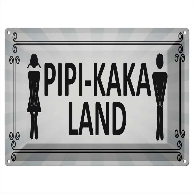 Preisknaller Metallbild Blechschild Hinweis 40x30cm Pipi-Kaka Land Toilette Deko 30 x 40 cm