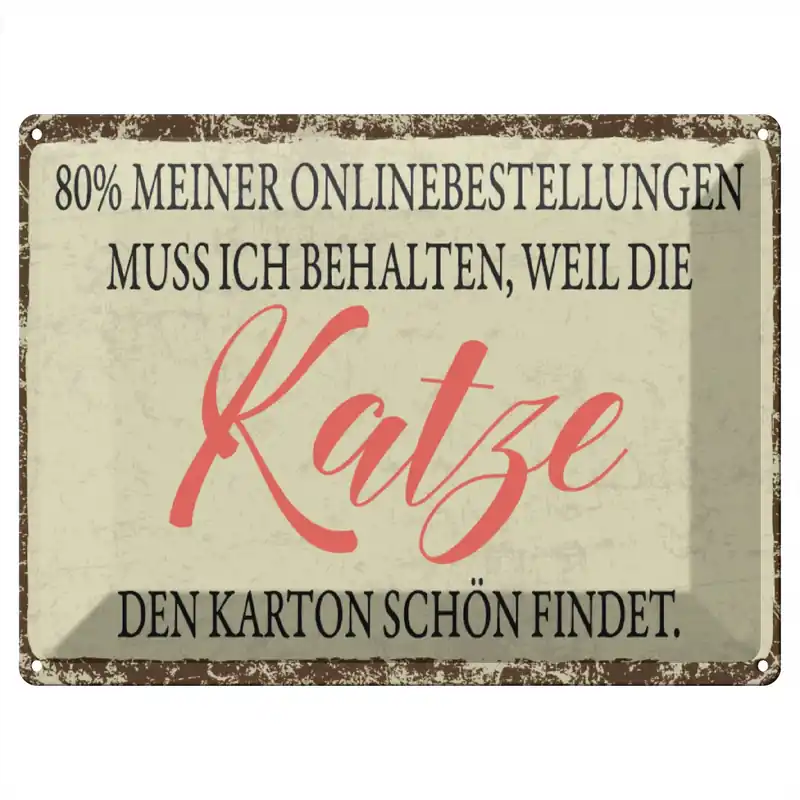 Angebot Metallbild Blechschild Spruch 30x40 cm Karton behalten Katze Schild 30 x 40 cm