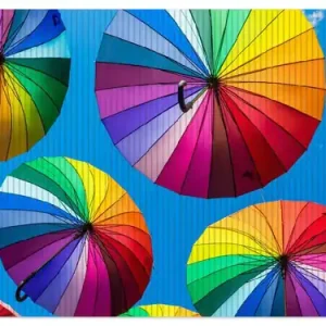 Duschmatte Bunte Regenschirme vor blauem Himmel 70 x 50 cm Bestpreis