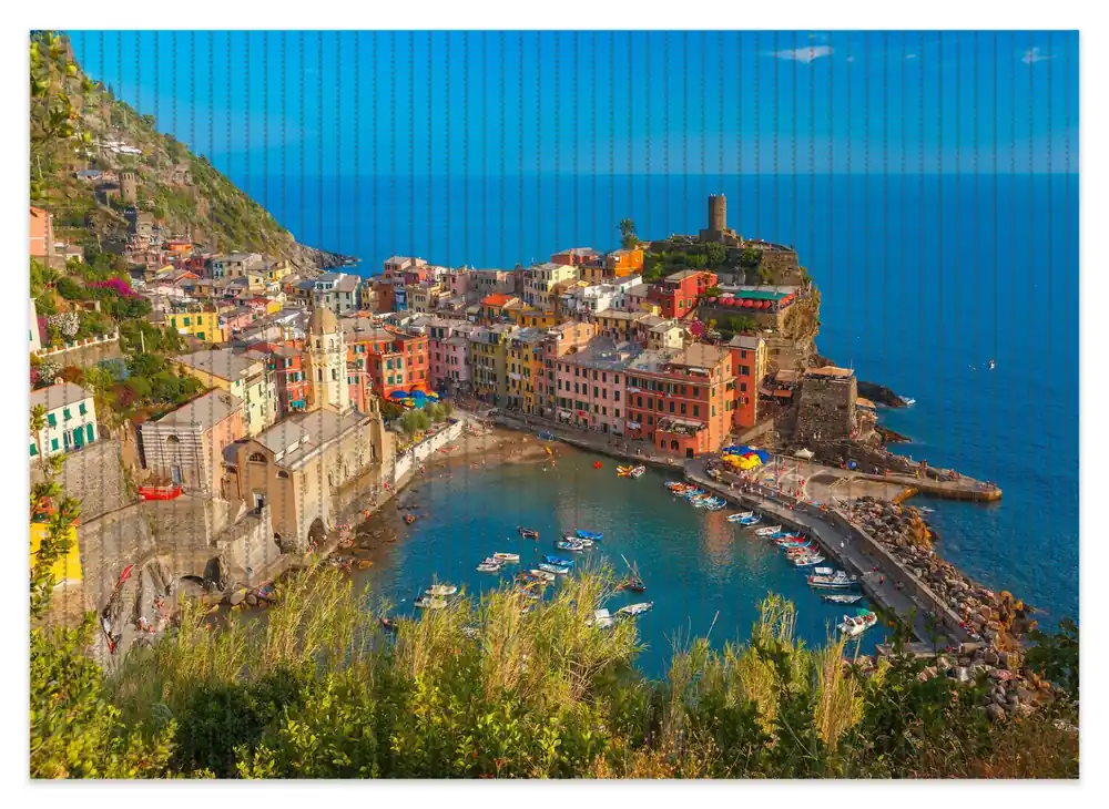 Duschmatte Farbenfrohes Küstendorf am Mittelmeer 90 x 65 cm Mega-Angebot