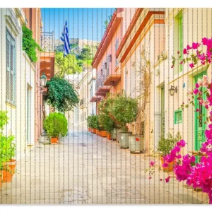 Duschmatte Mediterrane Straße im Blütenrausch 90 x 65 cm Mega-Angebot